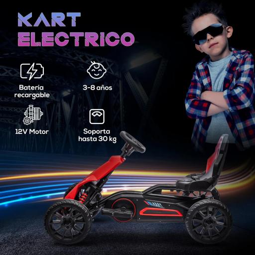 Go Kart a Pedales para Niños con Asiento Ajustable Neumáticos de Goma Freno de Mano Carga 50 kg 121x58x61 cm Rojo [4]