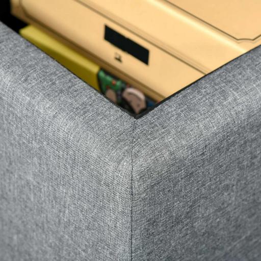 Banco de Almacenamiento Puff de Almacenaje Taburete Tapizado en Lino con Tapa Abatible para Entrada 125x49x41,5 cm Gris [3]
