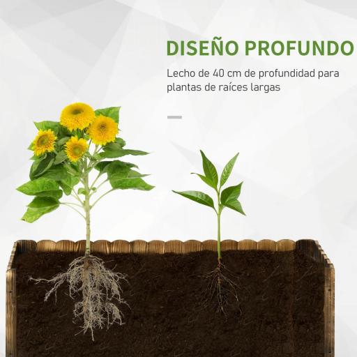 Jardinera de Madera Jardinera Elevada para Cultivos Verduras Flores en Patio Balcón Terraza 120x40x40 cm Carbonizada [3]