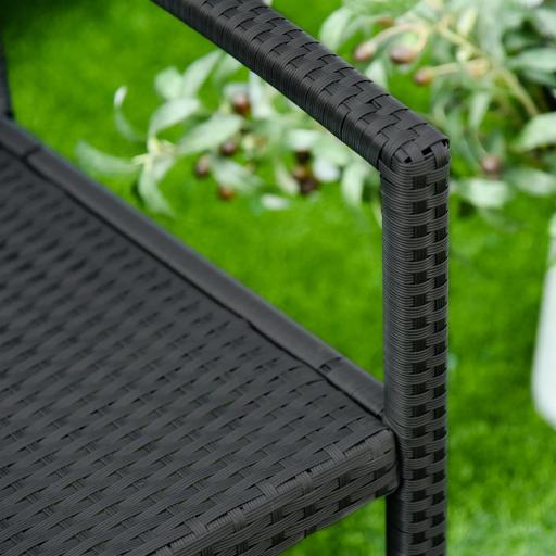 Banco de Jardín de 2 Plazas Banco para Exterior con Respaldo y Asiento de Ratán PE Carga 240 kg 122x60x85 cm Negro [7]
