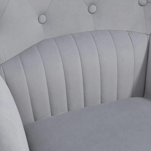 Butaca de Salón Sillón Individual Tapizado en Terciopelo con Respaldo Alto Estilo Moderno 68x72x103 cm Gris Claro [7]