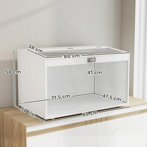  Jaula para Hámster Casa para Animales Pequeños con Tapa Abatible y Ventana de Acrílico Transparente 80x50x50 cm Blanco [1]