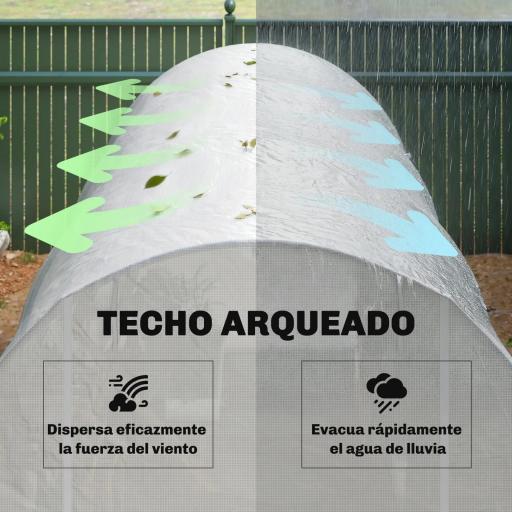 Invernadero de Túnel 3,5x2x2 m con 6 Ventanas de Malla y Puerta Enrollable con Cremallera Anti-UV Blanco [6]