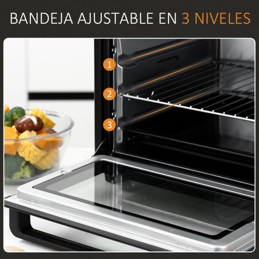 Horno Eléctrico de Sobremesa 32L 1600W con 3 Modos de Calor Temporizador y Temperatura Regulable 52,2x38,1x33,5 cm Negro [3]