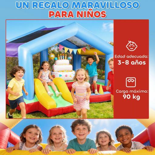 Castillo Hinchable para Niños con Soplador Tobogán Cama Elástica Piscina de Pelotas Juego de Aros Toldo [3]