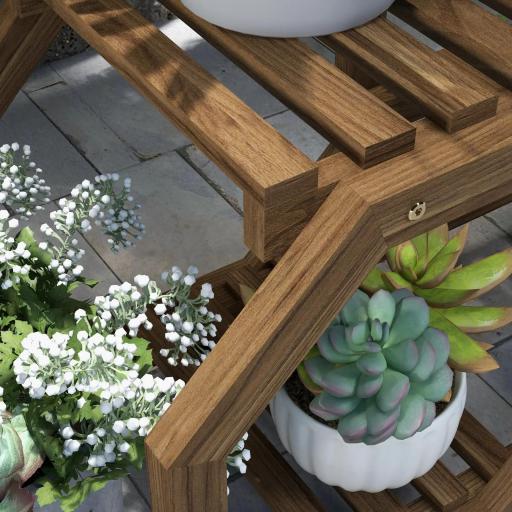 Soporte para Plantas con Ruedas Soporte para Macetas de 5 Niveles de Madera Uso Interno Externo 86x30x102 cm Carbonizado [6]