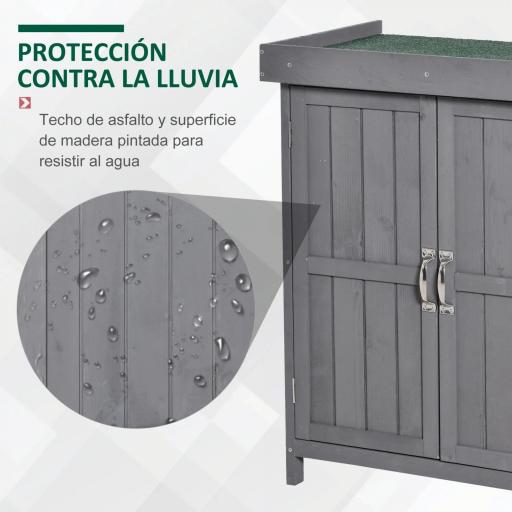 Cobertizo de Almacenamiento de Madera para Jadín 74x43x88 cm con 2 Puertas y Techo Asfáltico Abatible Gris [2]