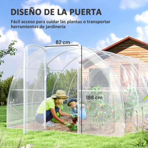 Invernadero de Túnel 4x3x2m con 2 Puertas Invernadero de Jardín con Techo Redondeado para Cultivos Plantas Transparente [5]
