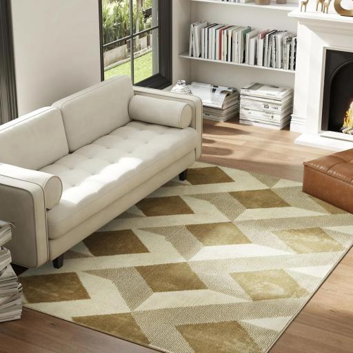 Alfombra Lavable en Lavadora Pelo Corto 170x120 cm Estilo Moderno Tapete para Sala de Estar Dormitorio Comedor Crema