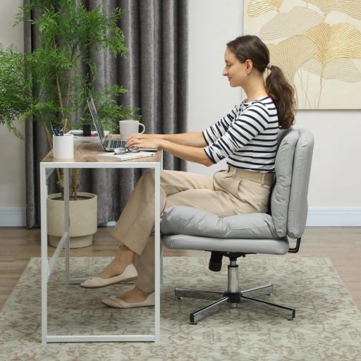 Silla de Oficina sin Brazos con Altura Ajustable Función de Basculante Base Cruzada y Asiento Amplio Gris [7]