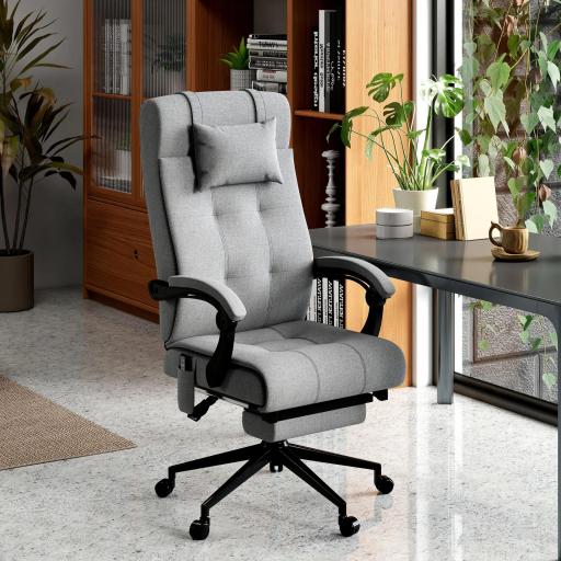 Silla de Masaje Reclinable con 6 Puntos de Masaje y 5 Modos Función de Calefacción Ajustable 66x76x112-120 cm Gris