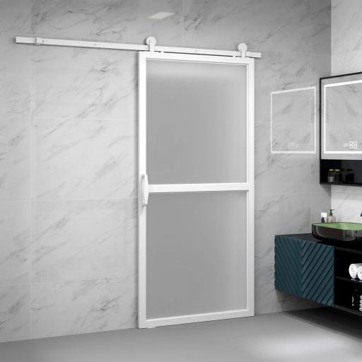Herrajes para Puertas Correderas 200 cm Kit de Accesorios para Puerta Corredera con 2 Rieles y Guía Blanco [7]