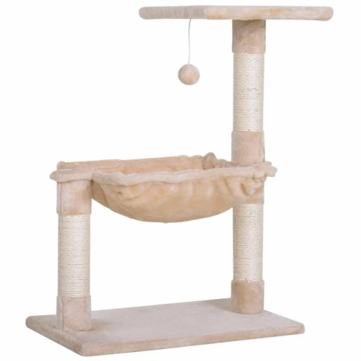 Árbol Rascador para Gatos Centro de Actividad Plataforma Caseta Postes de Sisal Hamaca Bola 50x36x70 cm Beige [8]