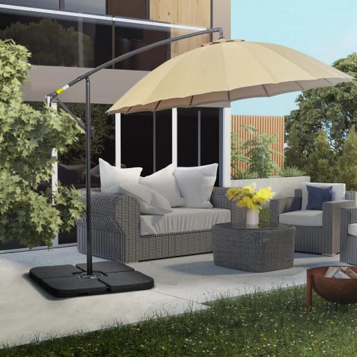 Conjunto de 4 Pesos Rellenables para Base de Sombrilla Cruzada con 15 Litros de Agua o 19,5 kg de Arena Negro [4]