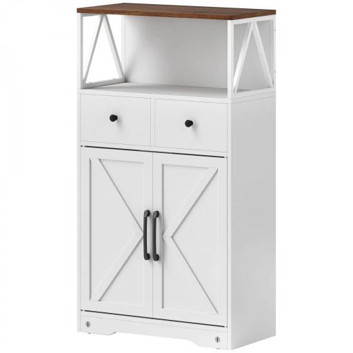 Mueble Auxiliar de Almacenaje con Estantes y Cajones Diseño Clásico para Salón Cocina o Dormitorio 60x31x108 cm Blanco [6]