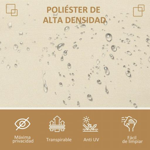 Toldo Lateral Retráctil 300x180cm Pantalla Enrollable Mampara de Privacidad y Protección Solar para Balcón Terraza Crema [4]