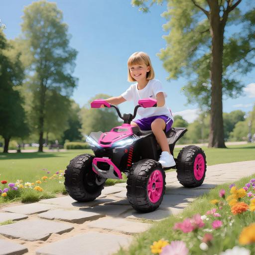 Quad Eléctrico para Niños de 3-8 Años 24V con 2 Motores Velocidad hasta 6,5 km/h Ruedas con Suspensión Rosa