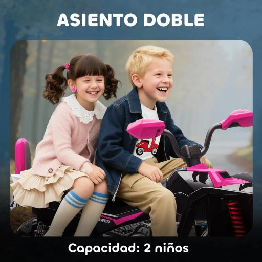 Quad Eléctrico para Niños de 3-8 Años 24V con 2 Motores Velocidad hasta 6,5 km/h Ruedas con Suspensión Rosa [1]