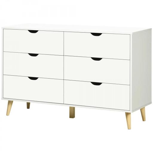 Cómoda con 6 Cajones Cajonera para Dormitorio Salón Estudio Estilo Moderno 120x40x76 cm Blanco [9]