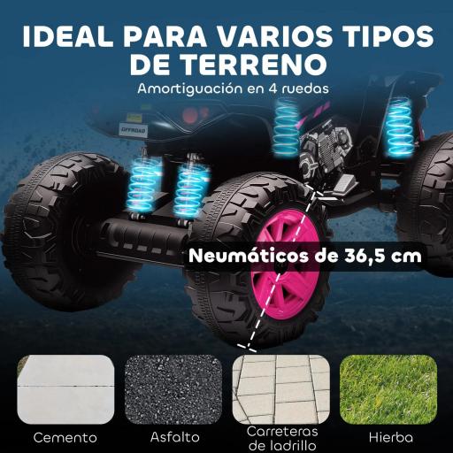 Quad Eléctrico para Niños de 3-8 Años 24V con 2 Motores Velocidad hasta 6,5 km/h Ruedas con Suspensión Rosa [7]