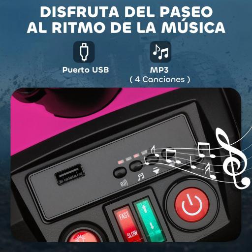 Quad Eléctrico para Niños de 3-8 Años 24V con 2 Motores Velocidad hasta 6,5 km/h Ruedas con Suspensión Rosa [5]