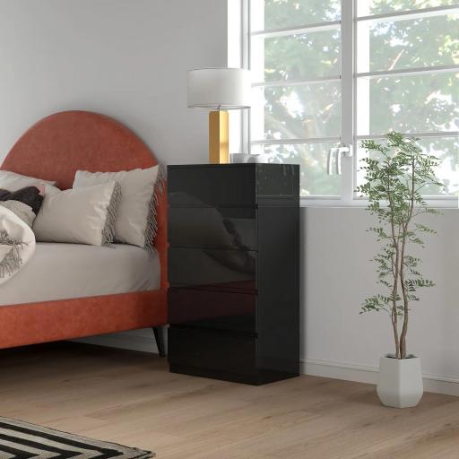 Cómoda con 5 Cajones Cajonera de Estilo Moderno para Dormitorio Entrada Salón 55x34x100 cm Negro [5]