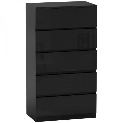 Cómoda con 5 Cajones Cajonera de Estilo Moderno para Dormitorio Entrada Salón 55x34x100 cm Negro [9]