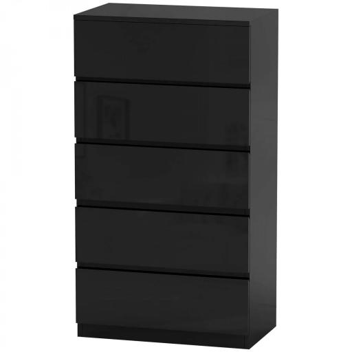 Cómoda con 5 Cajones Cajonera de Estilo Moderno para Dormitorio Entrada Salón 55x34x100 cm Negro [8]