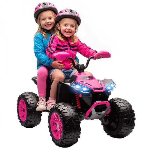 Quad Eléctrico para Niños de 3-8 Años 24V con 2 Motores Velocidad hasta 6,5 km/h Ruedas con Suspensión Rosa [8]