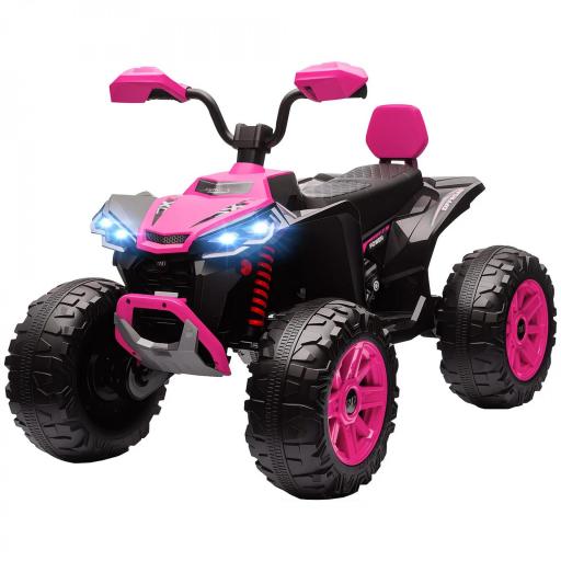 Quad Eléctrico para Niños de 3-8 Años 24V con 2 Motores Velocidad hasta 6,5 km/h Ruedas con Suspensión Rosa [9]