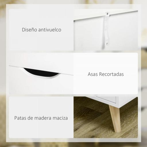 Cómoda con 5 Cajones Cajonera para Dormitorio Salón Estudio Estilo Moderno 60x40x77,5 cm Natural y Blanco [5]