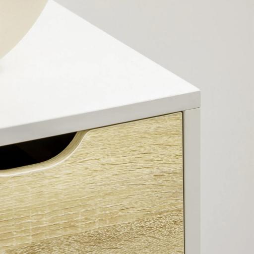 Cómoda con 5 Cajones Cajonera para Dormitorio Salón Estudio Estilo Moderno 60x40x77,5 cm Natural y Blanco [6]