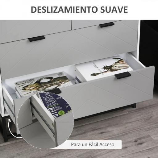 Cómoda de Noche Moderno Cajonera con 4 Cajones y Base Elevada para Dormitorio Salón 80x40x79 cm Blanco y Gris [3]