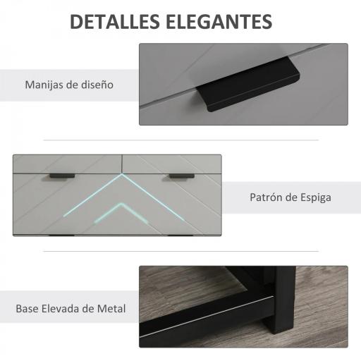Cómoda de Noche Moderno Cajonera con 4 Cajones y Base Elevada para Dormitorio Salón 80x40x79 cm Blanco y Gris [2]