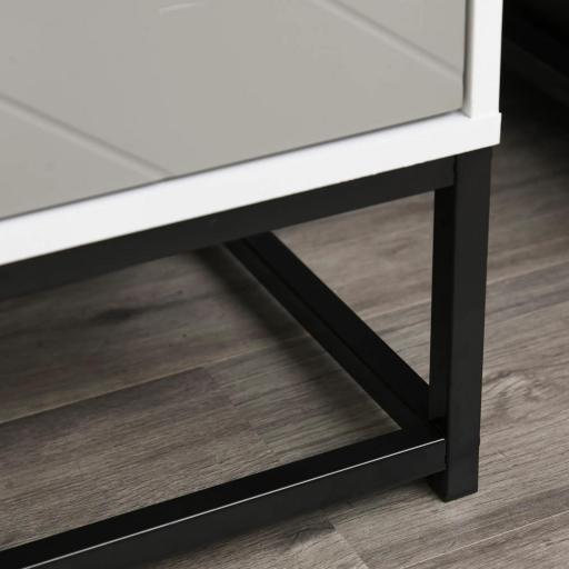 Cómoda de Noche Moderno Cajonera con 4 Cajones y Base Elevada para Dormitorio Salón 80x40x79 cm Blanco y Gris [7]