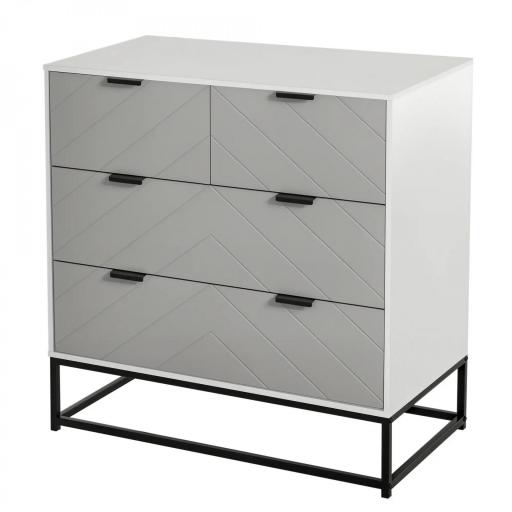 Cómoda de Noche Moderno Cajonera con 4 Cajones y Base Elevada para Dormitorio Salón 80x40x79 cm Blanco y Gris [8]