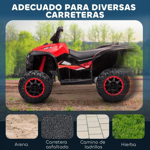 Quad Eléctrico para Niños de 3-5 Años Vehículo Eléctrico a Batería 12V con 2 Motores 83x53x55,5 cm Negro y Rojo [6]