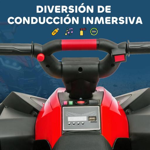 Quad Eléctrico para Niños de 3-5 Años Vehículo Eléctrico a Batería 12V con 2 Motores 83x53x55,5 cm Negro y Rojo [3]
