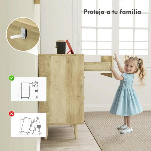 Cómoda de 6 Cajones con Diseño Estriado y Cajonera para Salón Pasillo 62x35x105 cm Roble [6]
