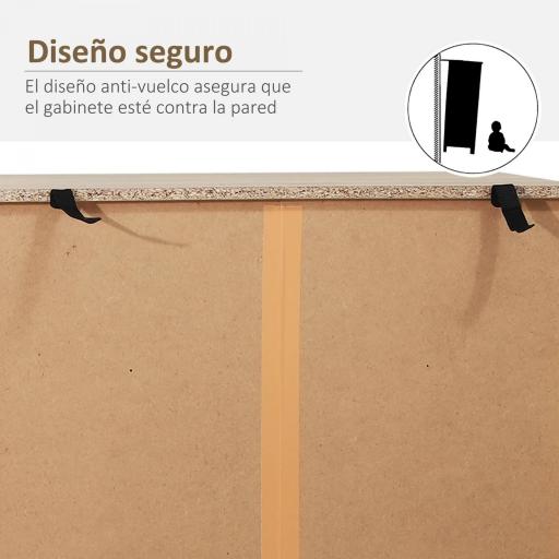 Armario Auxiliar Cajonera Cómoda 5 Cajones Mesilla de Noche Organizador Almacenaje Oficina 80x39,5x110cm [5]