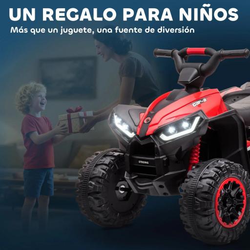 Quad Eléctrico para Niños de 3-5 Años Vehículo Eléctrico a Batería 12V con 2 Motores 83x53x55,5 cm Negro y Rojo [2]
