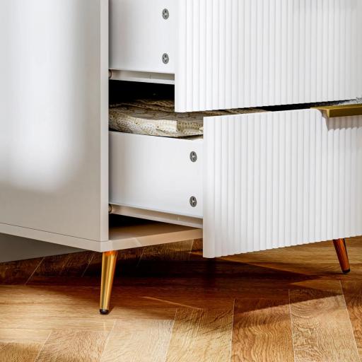 Cómoda de Dormitorio Moderno con 4 Cajones Frentes con Diseño Ondulado Anti-vuelco 60x40x90 cm Blanco [7]