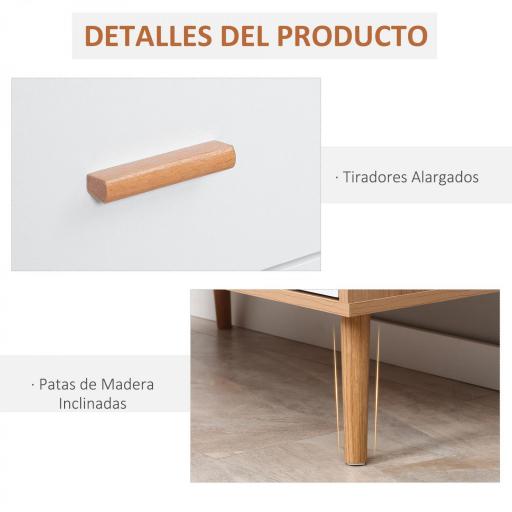Cómoda de Madera con 3 Cajones Cajonera Armario Auxiliar de Almacenamiento Moderna con Patas Elevadas para Dormitorio Salón 80x39x80 cm Blanco y Natural [4]