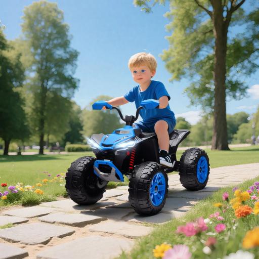 Quad Eléctrico para Niños de 3-8 Años 24V con 2 Motores Velocidad hasta 6,5 km/h Ruedas con Suspensión Azul