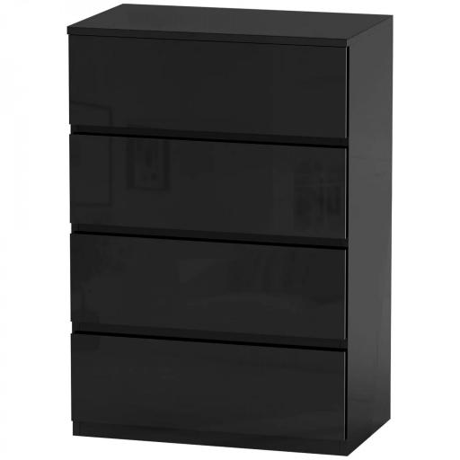 Cómoda con 4 Cajones Cajonera de Estilo Moderno para Dormitorio Entrada Salón 55x34x80 cm Negro [9]