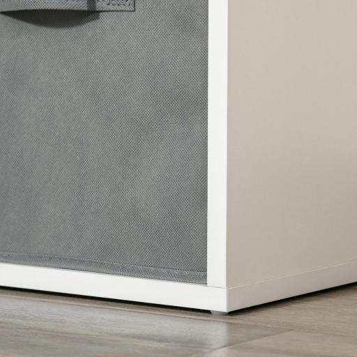 Estantería para Libros de 8 Cubos Librería Modular con 4 Cajones Extraíbles de Tela no Tejida para Oficina Estudio Dormitorio 61,5x30x121,6 cm Blanco y Gris [7]