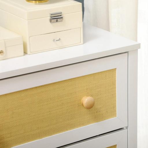 Cómoda Estilo Cannage con 6 Cajones de Tela Plegables y Extraíbles para Dormitorio Salón 120x30x83 cm Blanco [3]