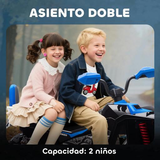Quad Eléctrico para Niños de 3-8 Años 24V con 2 Motores Velocidad hasta 6,5 km/h Ruedas con Suspensión Azul [4]