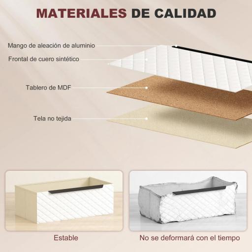 Cómoda con 6 Cajones de Tela Frentes con Patrón de Diamante para Salón Oficina Vestidor Natural y Blanco [7]