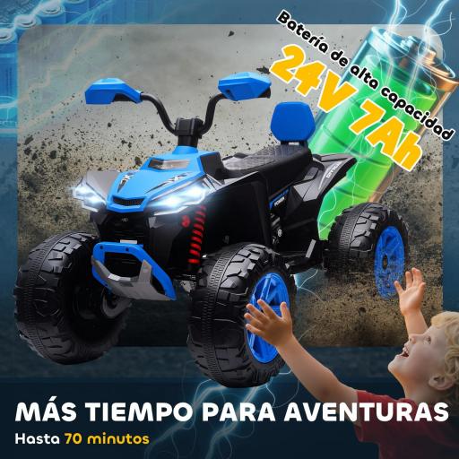Quad Eléctrico para Niños de 3-8 Años 24V con 2 Motores Velocidad hasta 6,5 km/h Ruedas con Suspensión Azul [1]